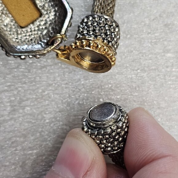 VTG Gothic Necklace Purple Faceted Pendant Magnetic Front Closure Silver Tone - Picture 9 of 10